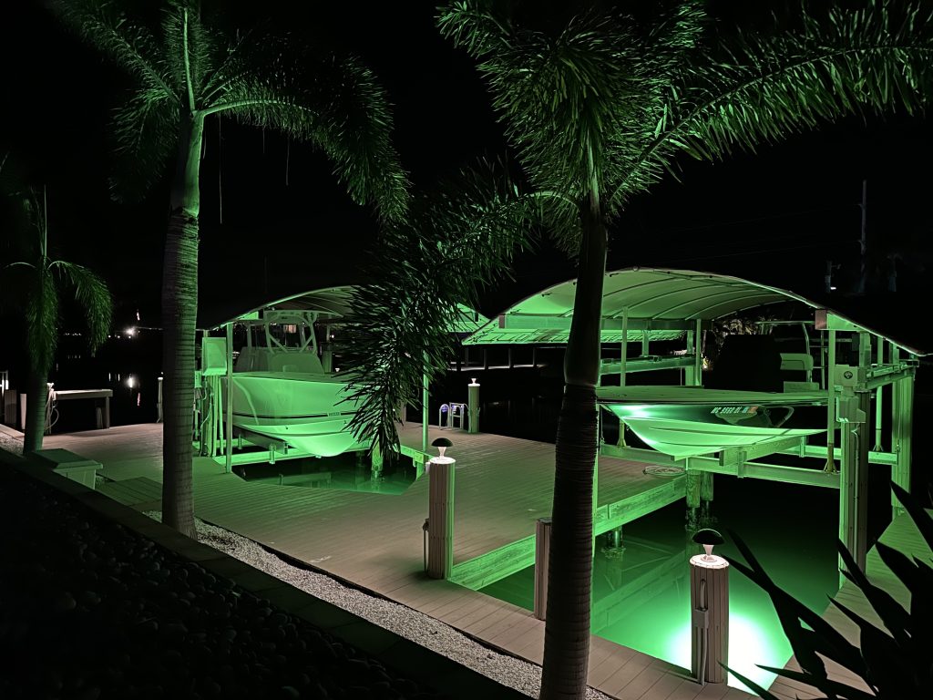 boat lift canopies at night